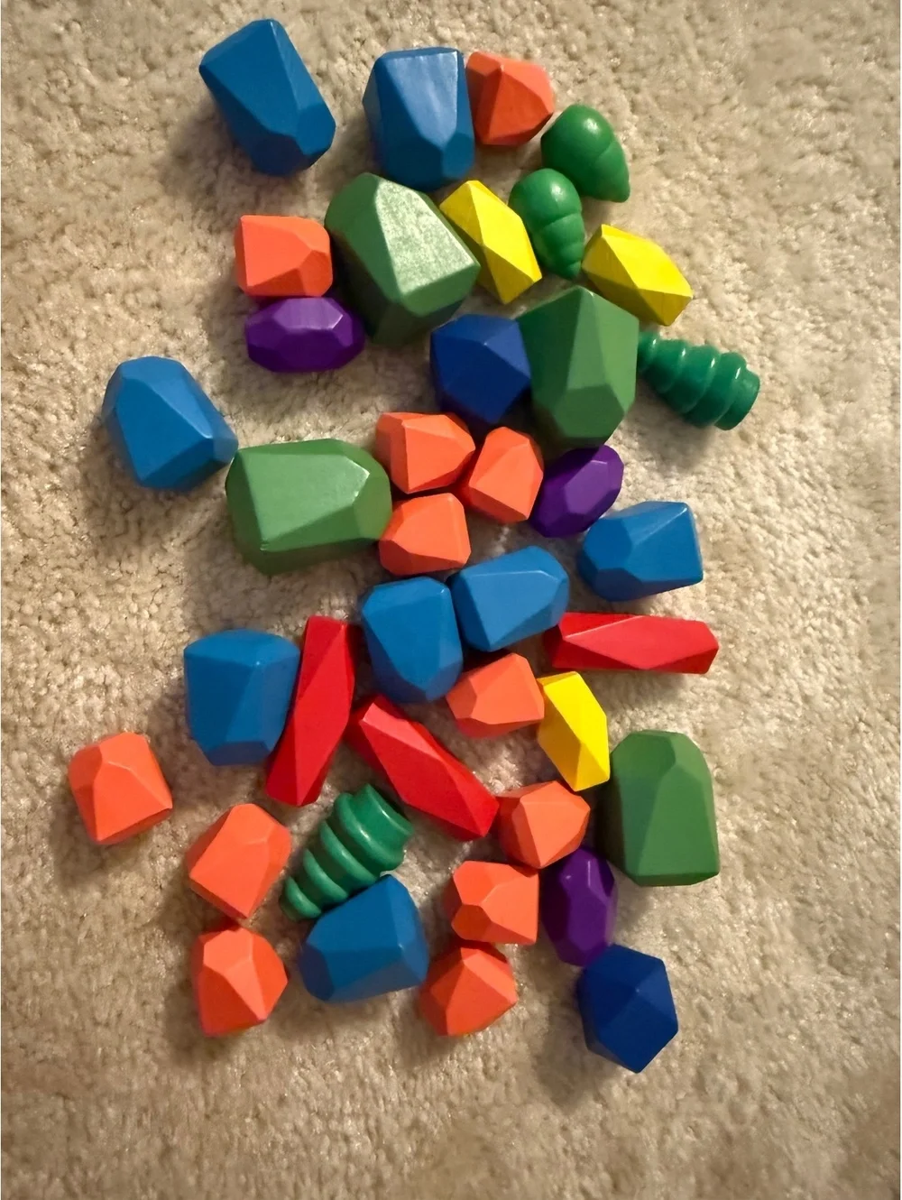 Colorful Wooden Geometric Shape Building Blocks Set